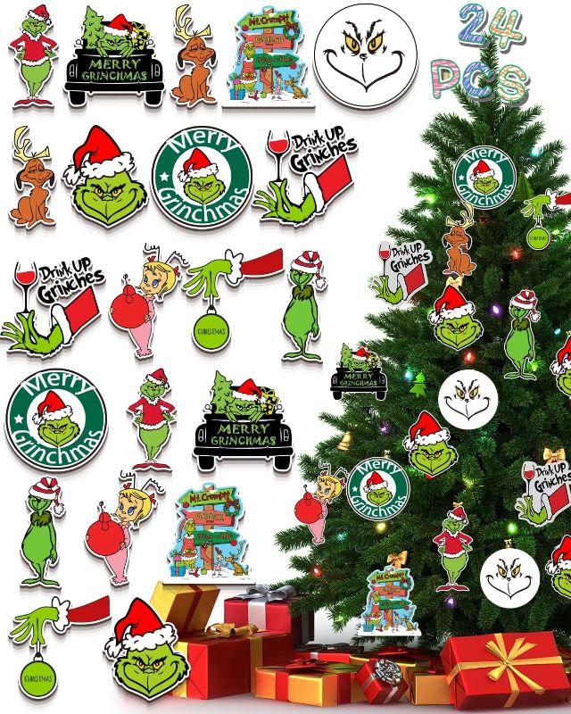 Photo 1 of  24Pcs Paper GRINCH Ornaments

