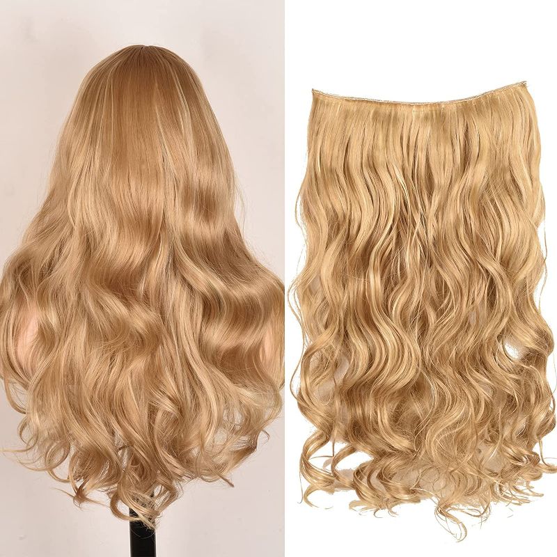 Photo 1 of 20" 1-pack 3/4 Full Head Curly Wave Clips in on Synthetic Hair Extensions Long Wavy Blonde Hairpieces for Women 5 Clips 4.5 Oz per Piece
