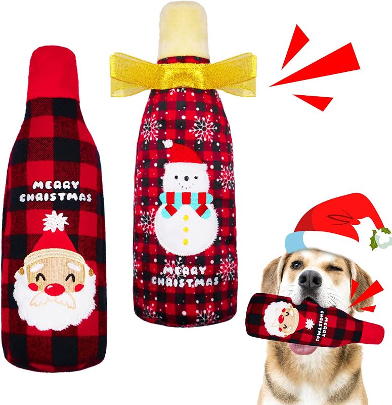 Photo 1 of  2 Pack Crunchy Water Bottle Dog Toys, Dog Gifts for Christmas, Squeaky Dog Toy for Medium and Large Dogs, No Stuffing & Replaceable
