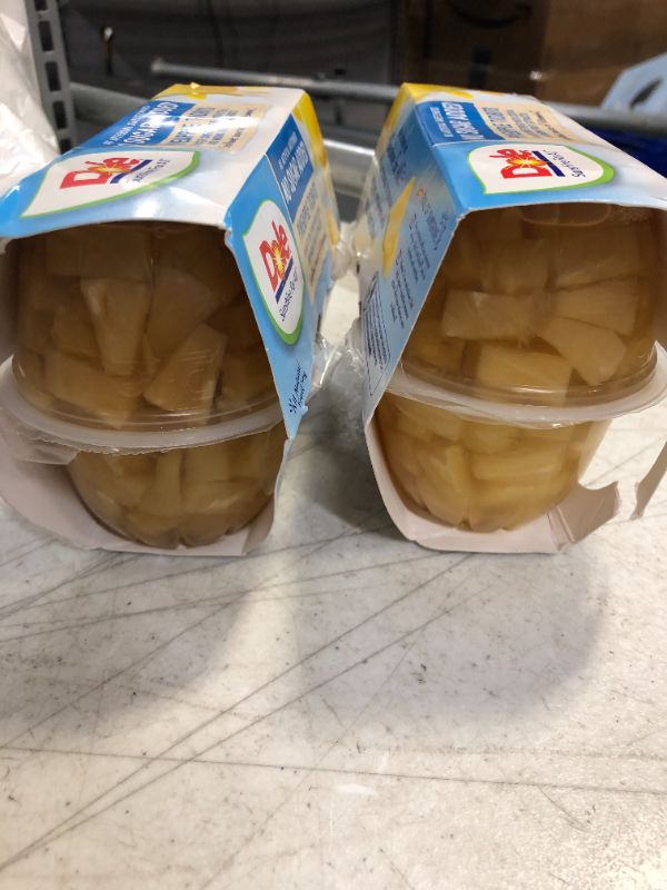 Photo 1 of 2 PACKS OF 4 Dole Fruit Bowls Pineapple Tidbits, No Sugar Added, Gluten Free Healthy Snack, 4 Oz - 8 CUPS TOTAL
