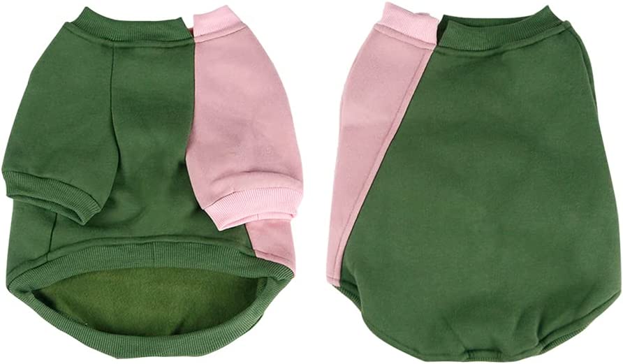 Photo 1 of DHY Opening Collar Sweater Hit Color for Small/Medium Dogs (SMALL, Green Pink)
