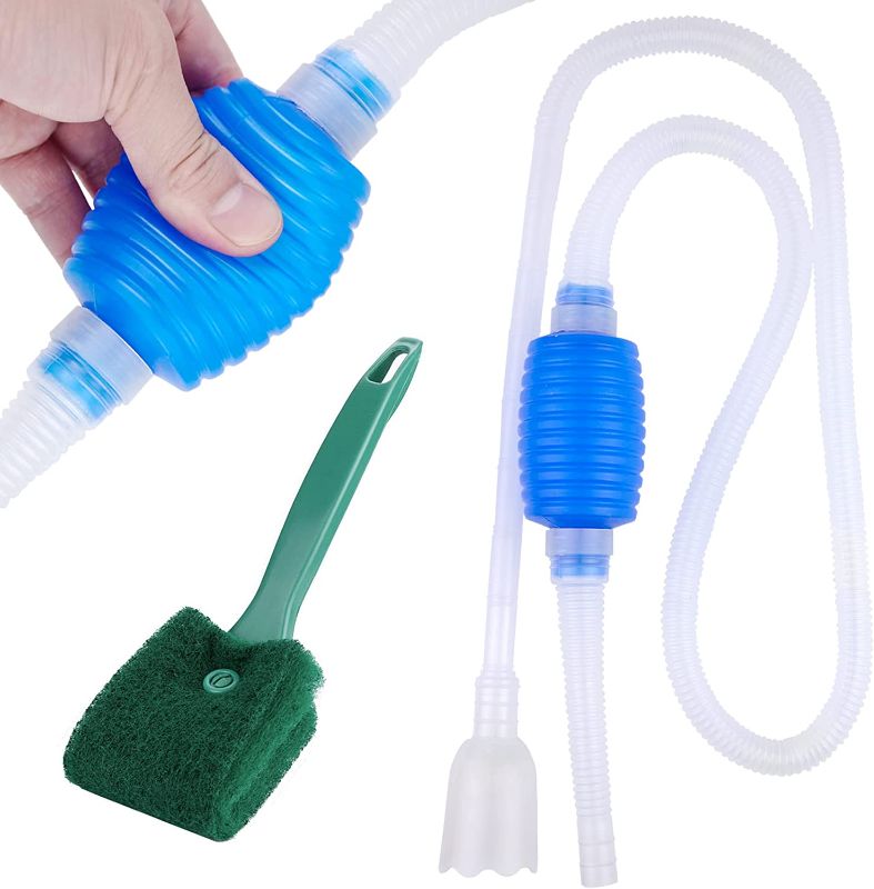 Photo 1 of  Aquarium Siphon and Gravel Cleaner for 2-10 Gallon Tank, Fish Tank Hand Syphon Pump to Drain and Replace Your Water in Minutes, with Free Cleaning Brush
