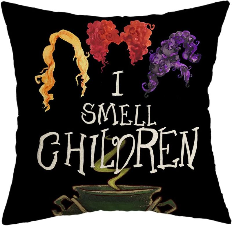 Photo 1 of  Hocus Pocus Sanderson Sisters Decorations Farmhouse Autumn Decorative Black Cushion Case Decor for Home Sofa Couch 2 PCS
