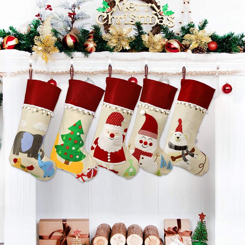 Photo 1 of  5 Pack 18 Inch Burlap Stocking 
