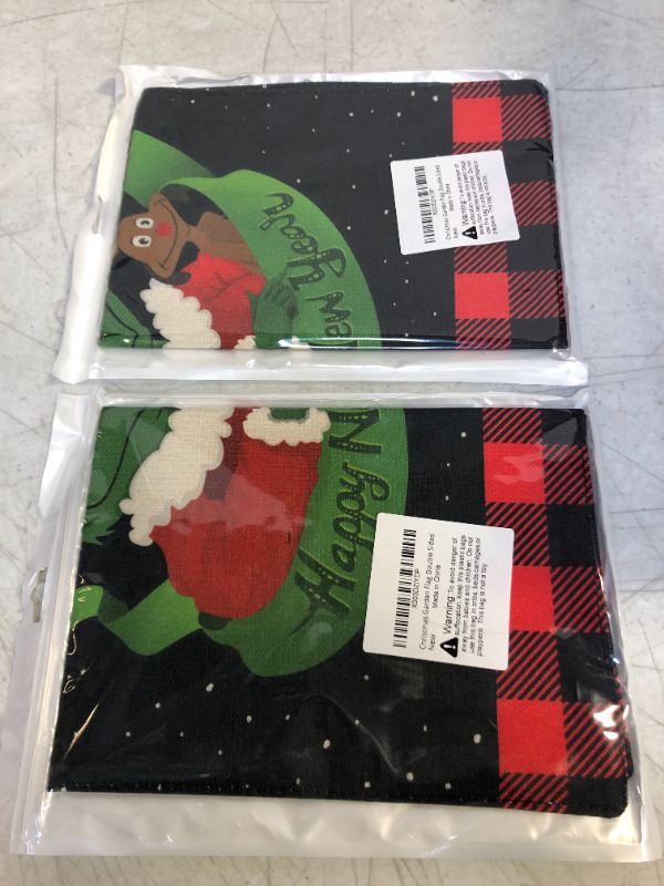 Photo 2 of 2CT Fantasy Color Christmas Garden Flag Double Sided, Buffalo Plaid Christmas Decorations, Merry Christmas Flag Winter Holiday Garden Outdoor Decoration 12.5x18 Inch buffalo plaid 1