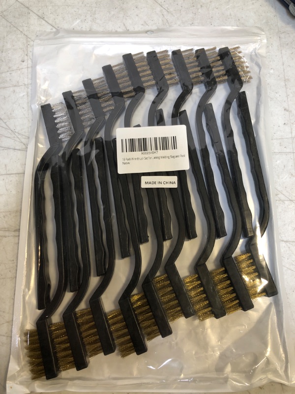 Photo 2 of 18 Pack Wire Brush Set for Cleaning Welding Slag and Rust.Curved Handle Masonry brush Wire bristle for Cleaning Welding Slag and Rust