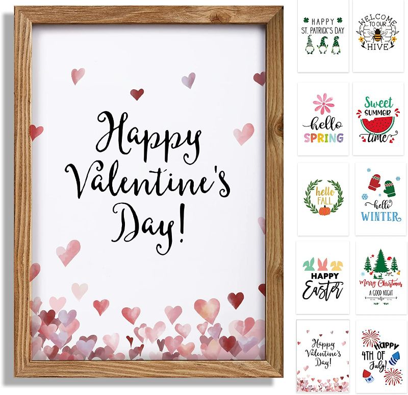 Photo 1 of Farmhouse Wall Decor Signs for Valentines Day Decorations, Home Decor Signs with 10 Interchangeable Sayings Easy to Hang Indoor Decor 11x16” Rustic Wood Frame Sign Seasonal Decoration Holiday Gift