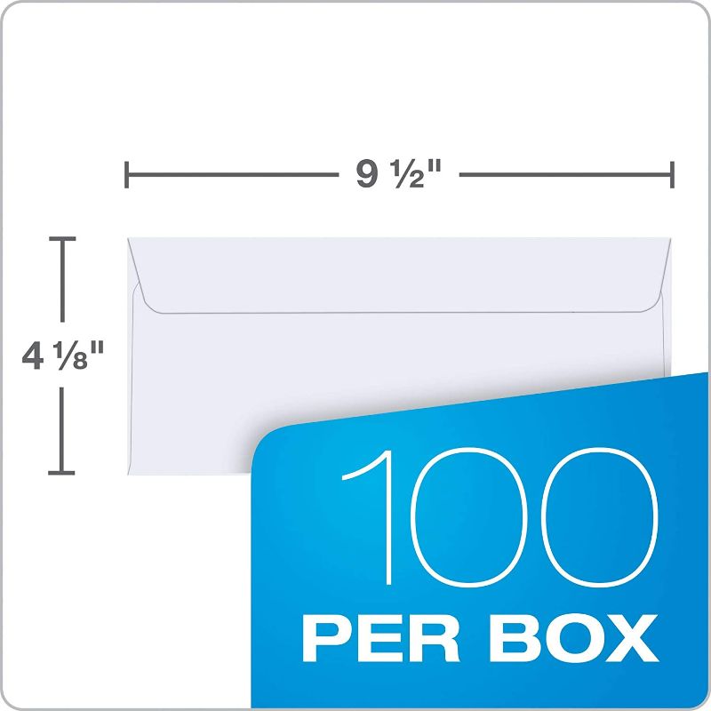 Photo 3 of Quality Park #10 Self-Seal Security Envelopes, Security Tint and Pattern, Redi-Strip Closure, 24-lb White Wove, 4-1/8" x 9-1/2", 100/Box (QUA69117)