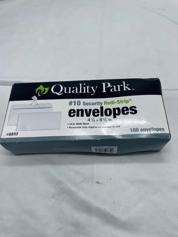 Photo 4 of Quality Park #10 Self-Seal Security Envelopes, Security Tint and Pattern, Redi-Strip Closure, 24-lb White Wove, 4-1/8" x 9-1/2", 100/Box (QUA69117)