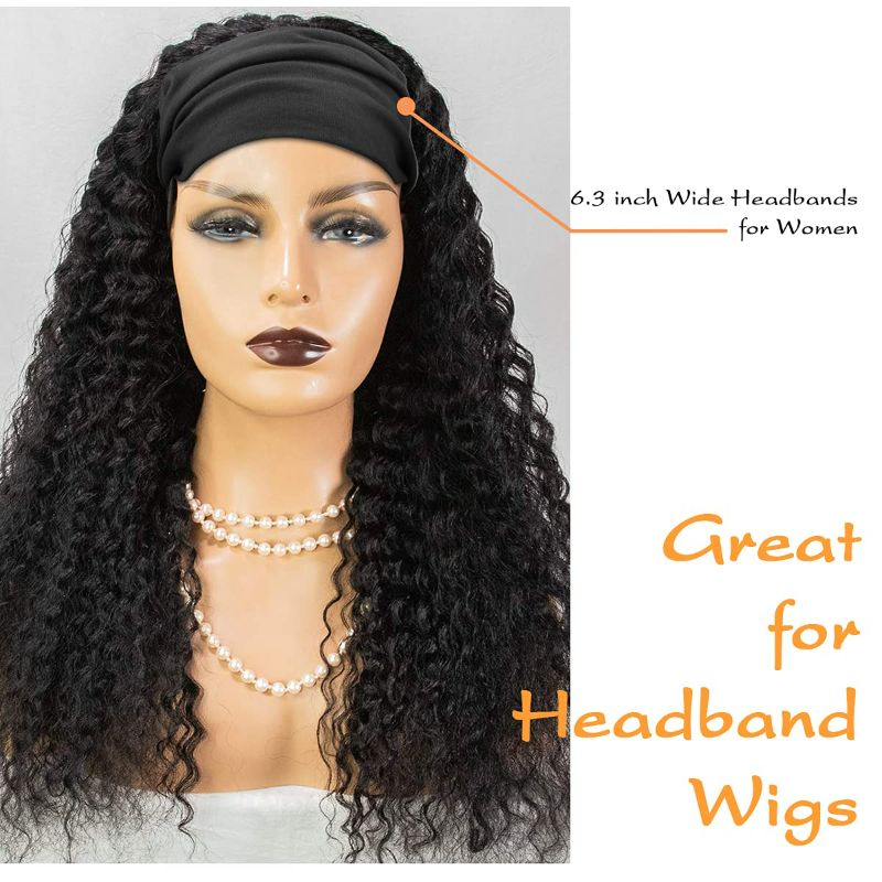 Photo 3 of  Headbands for Women 4Pcs Wide Headbands for Women Boho Headbands African Headbands Knotted Headband Head Wraps Turban Headscarf Stretchy Bandanas for Women (With 2Pcs Hair Scrunchies) Great for Headband Wigs Headbands for Workout Casual Wear