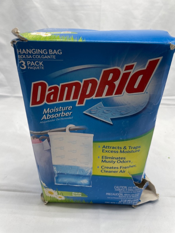 Photo 2 of DampRid Hanging Bag, Moisture Absorber, 1 box of 3 bag (16 oz. each bag.), Blue