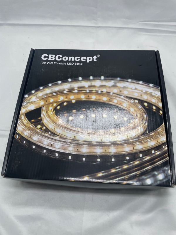 Photo 2 of CBConcept UL Listed, 40 Feet, 4300 Lumen, 3000K Warm White, Dimmable, 110-120V AC Flexible Flat LED Strip Rope Light, 720 Units 3528 SMD LEDs, Indoor Outdoor Use, Accessories Included, Ready to use