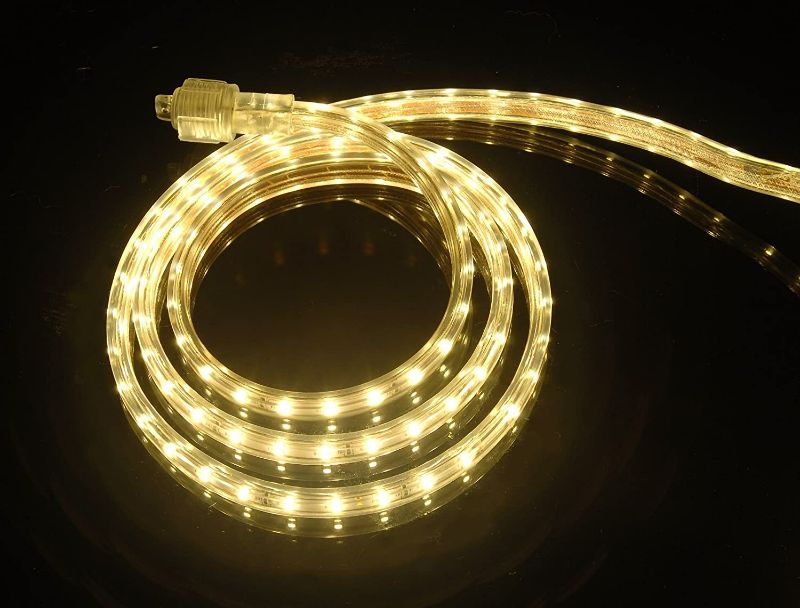 Photo 1 of CBConcept UL Listed, 40 Feet, 4300 Lumen, 3000K Warm White, Dimmable, 110-120V AC Flexible Flat LED Strip Rope Light, 720 Units 3528 SMD LEDs, Indoor Outdoor Use, Accessories Included, Ready to use