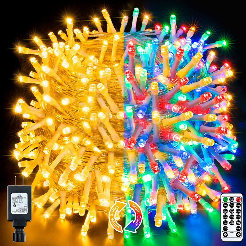 Photo 1 of Ollny Christmas Lights Outdoor String Lights 210ft/640 LED Super Long Multicolor 11 Modes&Timer Remote Waterproof Plug in Fairy Light for Xmas Tree Patio Holiday Indoor Decorations Warm White