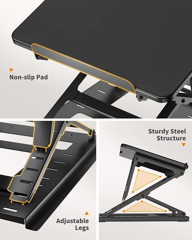 Photo 4 of HUANUO Adjustable Laptop Stand for Desk, Adjustable Height Laptop Riser - Easy to Sit or Stand with 9 Adjustable Angles, Portable Computer Stand Fits 15.6 Inch Laptop & Notebook
