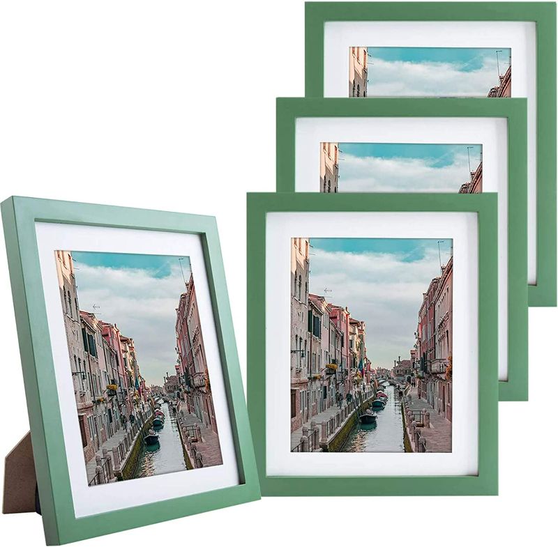 Photo 1 of 8x10 Green Picture Frames Nature Solid Wood 4 Pack for Wall Mounting and Tabletop Display
