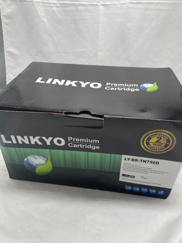 Photo 1 of LINKYO Compatible Toner Cartridge Replacement for Brother TN750 TN-750 TN720 (Black, High Yield, 2-Pack)
