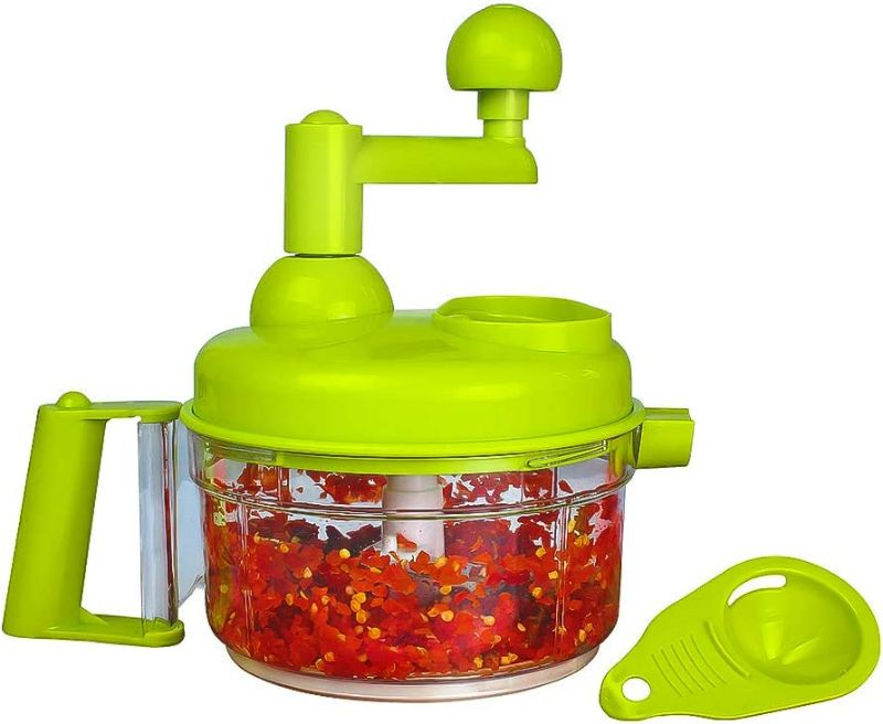 Photo 1 of Cambom Manual Vegetable Cutter Food Processor 8 in 1 - Chopper, Mixer, Blender, Whipper, Egg Separator, Mincer, Grinder, Dicer with Clear Container 1200ml BPA Free
