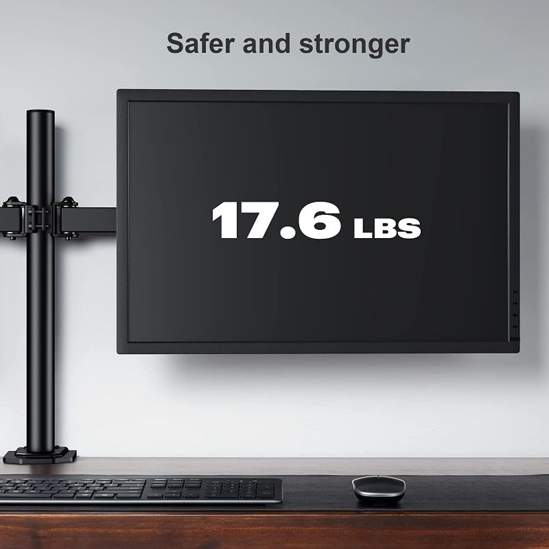 Photo 3 of HUANUO Dual Monitor Arms Desk Mount for 13 to 27 inch, Heavy Duty Fully Adjustable Monitor Stand for 2 Monitor, 75x75mm/100x100mm VESA Mount with C Clamp/Grommet Mount, Holds up to 17.6lbs Per Arm
