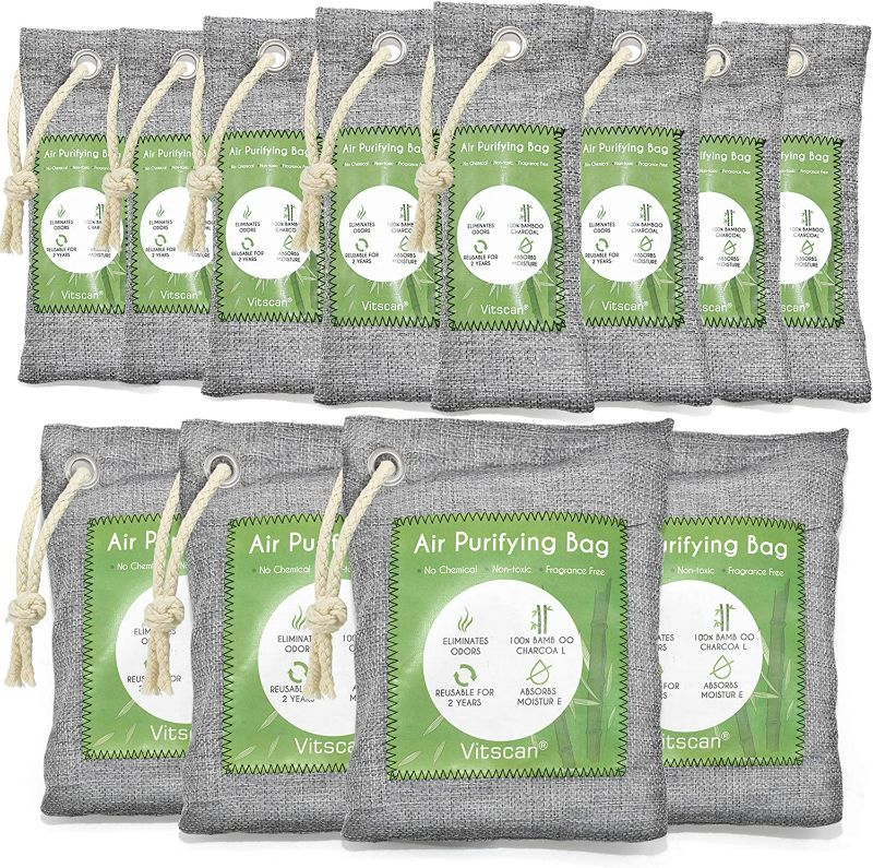 Photo 1 of 12 Pack Bamboo Charcoal Air Purifying Bag, Activated Charcoal Bags Odor Absorber, Moisture Absorber, Natural Car Air Freshener, Shoe Deodorizer, Odor Eliminators For Home, Pet, Closet (8x50g, 4x200g)
