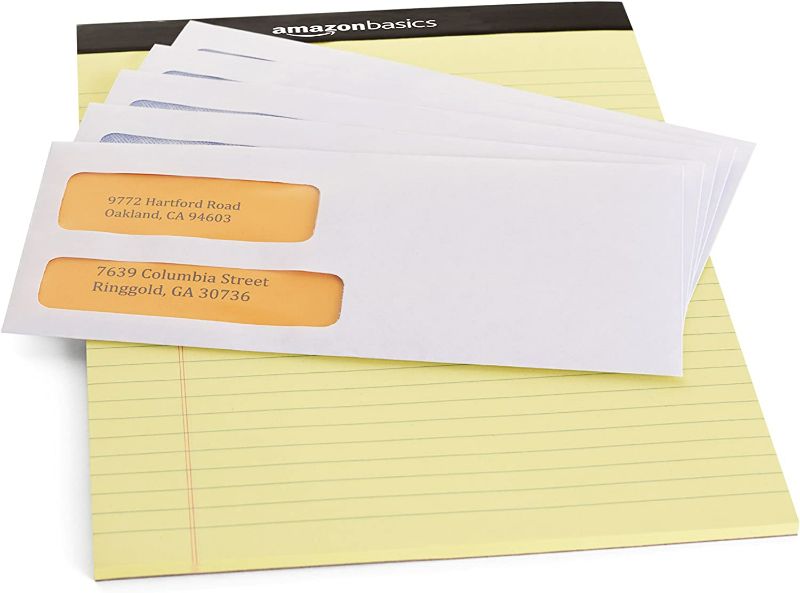 Photo 3 of Amazon Basics #9 Double Window Security Tinted Envelopes, White, 500 ct #9 Envelopes