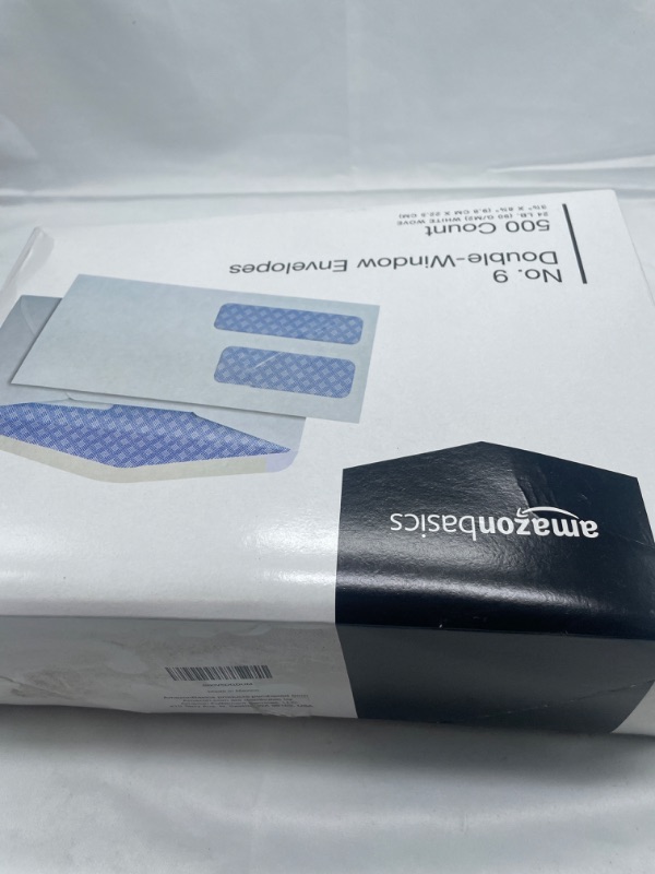 Photo 4 of Amazon Basics #9 Double Window Security Tinted Envelopes, White, 500 ct #9 Envelopes