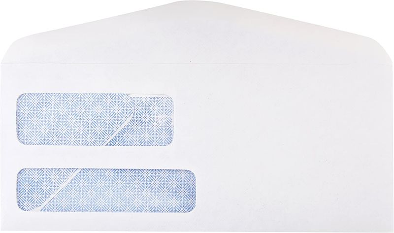 Photo 1 of Amazon Basics #9 Double Window Security Tinted Envelopes, White, 500 ct #9 Envelopes