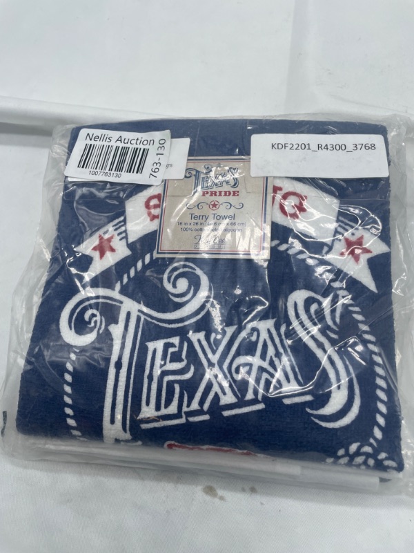 Photo 2 of 3 Texas Themed Decorative Cotton Kitchen Towels Set with White, Blue and Red Print | 2 Flour Sack and 1 Terry Towel for Dish and Hand Drying | By Kay Dee Designs
