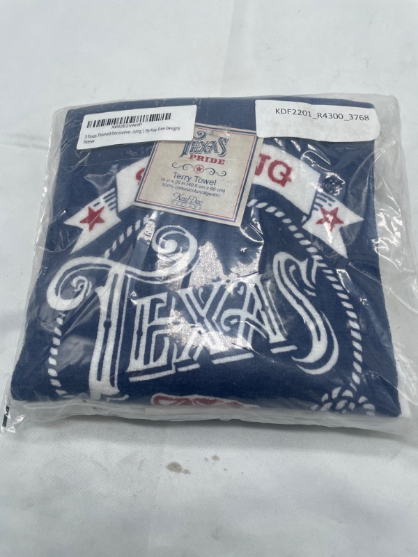 Photo 2 of 3 Texas Themed Decorative Cotton Kitchen Towels Set with White, Blue and Red Print | 2 Flour Sack and 1 Terry Towel for Dish and Hand Drying
