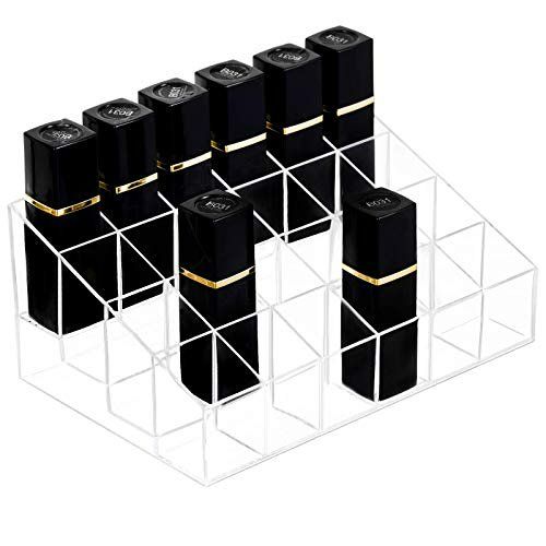 Photo 3 of HBlife Lipstick Holder, 24 Spaces Clear Acrylic Lipstick Organizer Display Stand Cosmetic Makeup Organizer for Lipstick, Brushes, Bottles, and More
