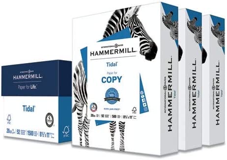 Photo 1 of Hammermill Printer Paper, Tidal 20 lb Copy Paper, 8.5 x 11 - 3 Ream (1,500 Sheets) - 92 Bright, Made in the USA, 162180C
