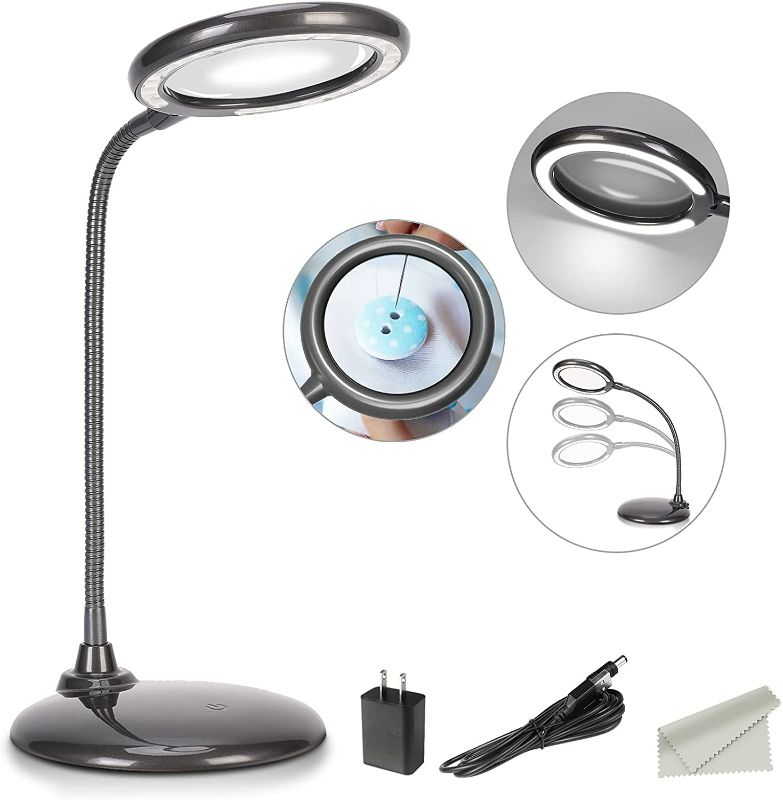 Photo 1 of 3X Dimmable LED Magnifying Lamp, Hands Free Magnifying Glass with Light and Stand for Reading, Seniors, Hobbies, Craft
