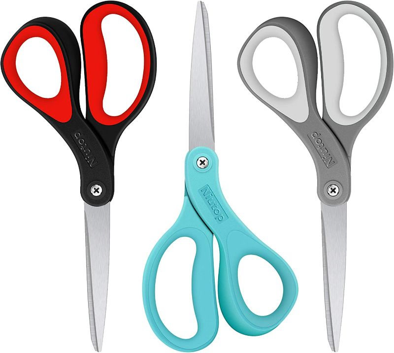 Photo 1 of Scissors, Niutop 8" All Purpose Scissors Heavy Duty Ergonomic Comfort Grip Craft Shears Sharp Scissors for Office Home Household Sewing High/Middle School Students Teacher Art Craft DIY Supplies
