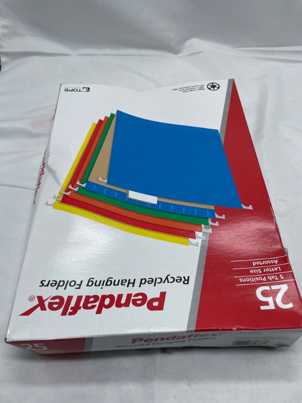 Photo 2 of Pendaflex Hanging File Folders, Letter Size, Assorted Colors, 1/5-Cut Adjustable Tabs, 25 Per Box (81663) Assorted Colors Letter Folders