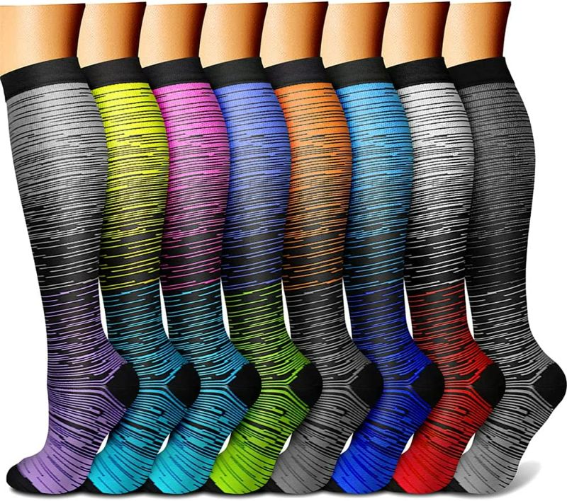 Photo 1 of CHARMKING Compression Socks for Women & Men Circulation (8 Pairs)15-20 mmHg is Best Support for Athletic Running,Cycling
