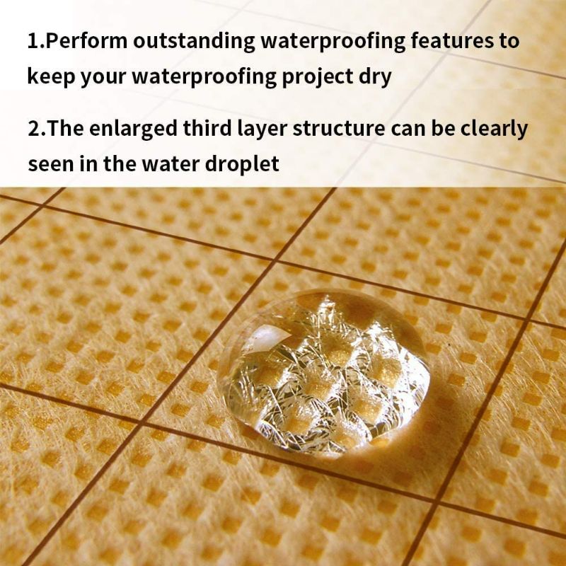 Photo 3 of 108 SQ FT Waterproof Membrane Tile Floor Underlayment Roll Membrane Waterproof Use Thin-Set Mortar Tile Membrane Cuttable Tile Underlayment for Bathroom Kitchen