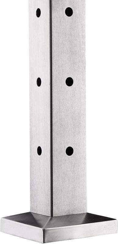 Photo 2 of  Senmit Cable Railing Post - Stainless Steel Square Fence Post for Deck Cable Railing System, Flat top 36”x2”x2” Brushed Finish Corner Post Pre-Drilled Silver