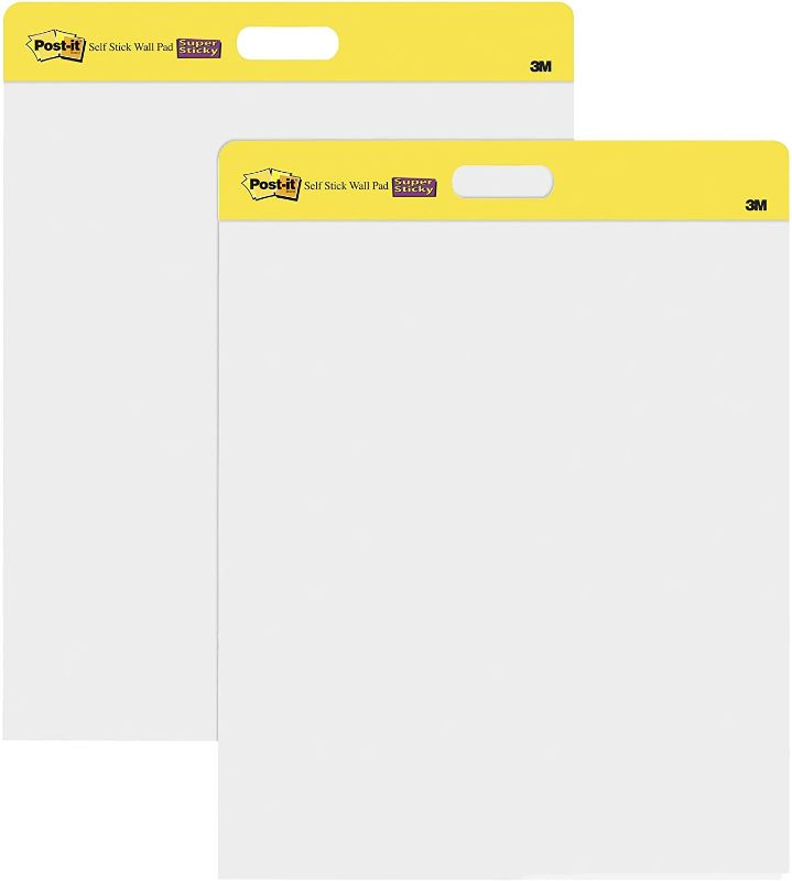 Photo 1 of Post-it Super Sticky Self Stick Wall Pad Meeting Chart, 566, White, 58.4 cm x 50.8 cm 20 Sheets