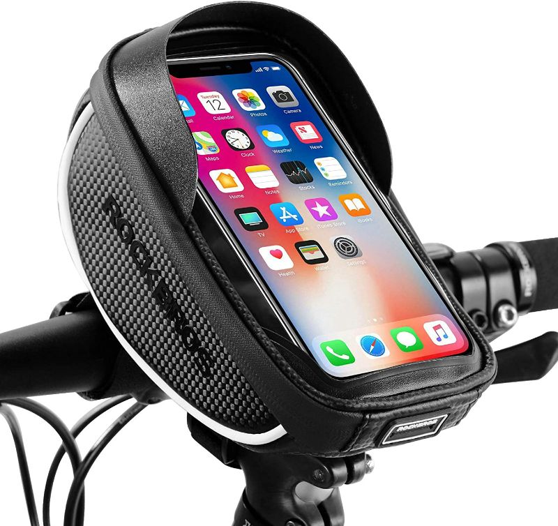 Photo 1 of  Bike Phone Mount Bag Bike Front Frame Handlebar Bag Waterproof Bike Phone Holder Case Bicycle Accessories Pouch Sensitive Touch Screen Compatible with iPhone