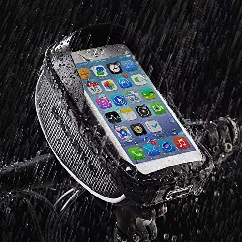 Photo 2 of  Bike Phone Mount Bag Bike Front Frame Handlebar Bag Waterproof Bike Phone Holder Case Bicycle Accessories Pouch Sensitive Touch Screen Compatible with iPhone