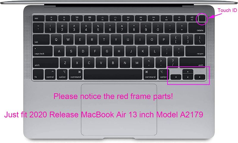 Photo 2 of Arabic Language Silicone Keyboard Cover Skin Protector Compatible 2020 Release MacBook Air 13 inch with Touch ID Model A2179 (not fit 2015-2019 Versions MacBook Air 13 A1369 A1466 A1932) (2PACK)