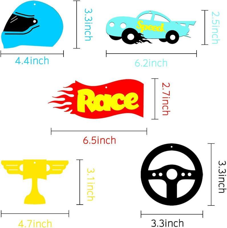 Photo 3 of BeYumi 30 Pack Racecar Centerpiece Sticks Bobber Table Toppers Cupcake Toppers-Let’s Go Racing Themed Party Favors Ideas Photo Booth Props Decorations (2PACK)