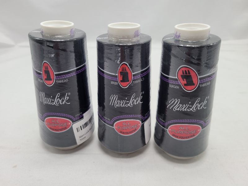 Photo 1 of (3PACK) Maxi-Lock Black Serger Thread, 3000 Yard Cone