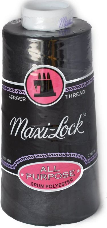 Photo 1 of (3PACK) Maxi-Lock Black Serger Thread, 3000 Yard Cone