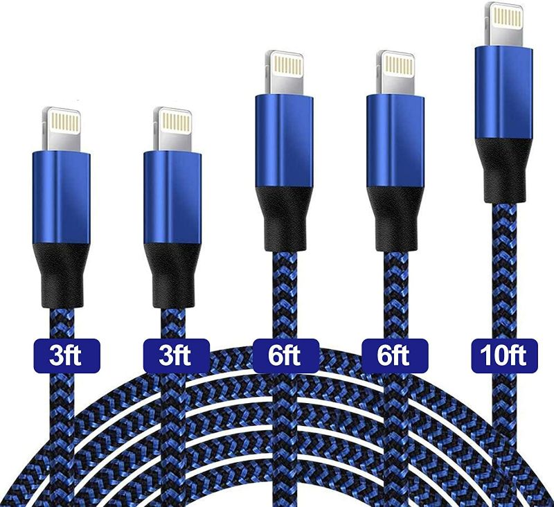 Photo 1 of iPhone Charger,UNEN MFi Certified Lightning Cable(3/3/6/6/10FT) Charging USB Syncing Data Nylon Braided with Metal Connector Compatible iPhone 12/11/Pro/Max/X/XS/XR/XS Max/8/Plus/7/7 Plus More