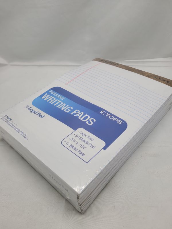 Photo 2 of (50 Sheet Pads- Dozen) TOPS Paper Pads Legal Rule Letter Size, White 