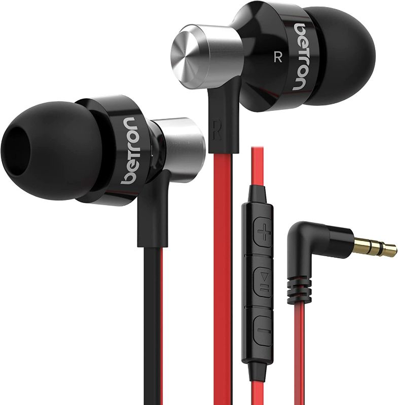 Photo 1 of Betron DC950 in Ear Headphones Wired Earphones Noise Isolating Earbuds with Microphone Volume Control Tangle Free Cable HD Bass Lightweight Case Ear Bud Tips 3.5 mm Jack Plug, Black