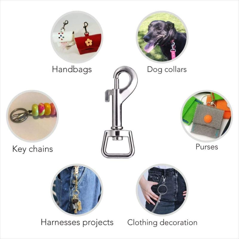Photo 3 of (3PACKS- 15COUNT TOTAL)Swivel Snap Hooks, Lucky Goddness 5pcs Metal Heavy Duty Square Eye Clasp Buckle Trigger Clip Multipurpose- Best for Spring Pet Buckle, Key Chain for Linking Dog Leash Collar, Handmade Crafts Project

