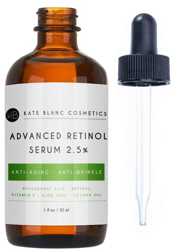 Photo 1 of Retinol Serum 2.5% with Hyaluronic Acid & Vitamin E, C for Face, Acne Scars, Dark Spots by Kate Blanc. High Strength Anti-Aging Topical Facial Serum Without a Prescription. Organic Ingredients (1 oz)