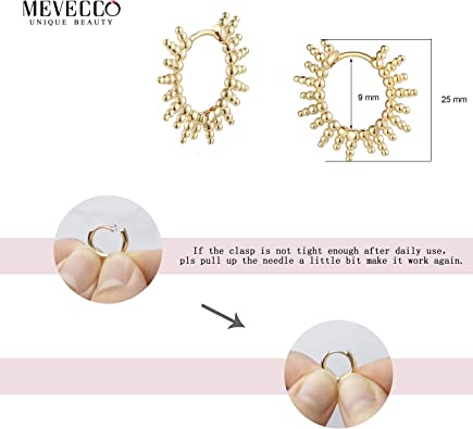 Photo 2 of Mevecco Gold Dainty Huggie Hoop Earring,18K Gold Plated Cute Tiny Drop Ball Hoop Earrings for Women